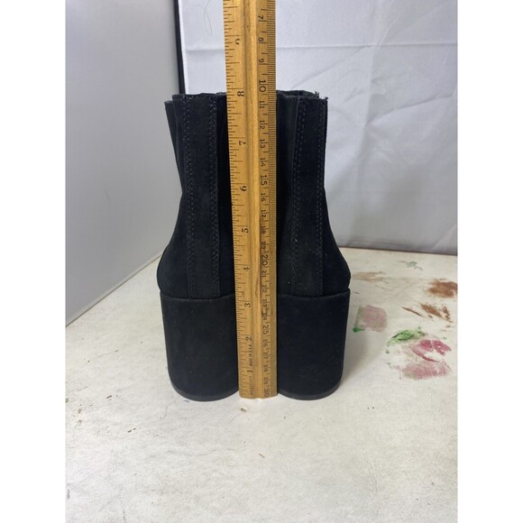 Lucky Brand Rainns Bootie Ankle Boots Chunky Heel Black Suede Size 7.5 M - Picture 4 of 10